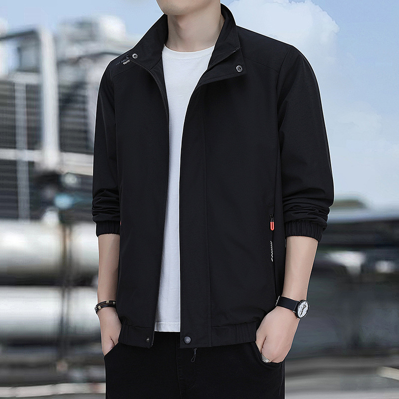 Chaqueta de hombre primavera y otoño 2024 nueva moda de abrigo casual de cuello, ropa de hombre joven, ropa delgada, tamaño grande
