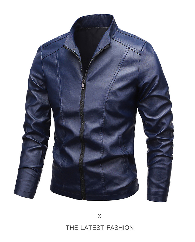 Neue lässige, lockere, dünne Motorrad-Lederjacke für Herren_voghion.com