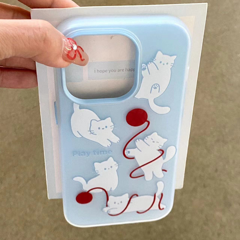 Ins Creative Niche Cute Mao Playing Fur Ball for iPhone15promax Phone Shell Apple 14p16