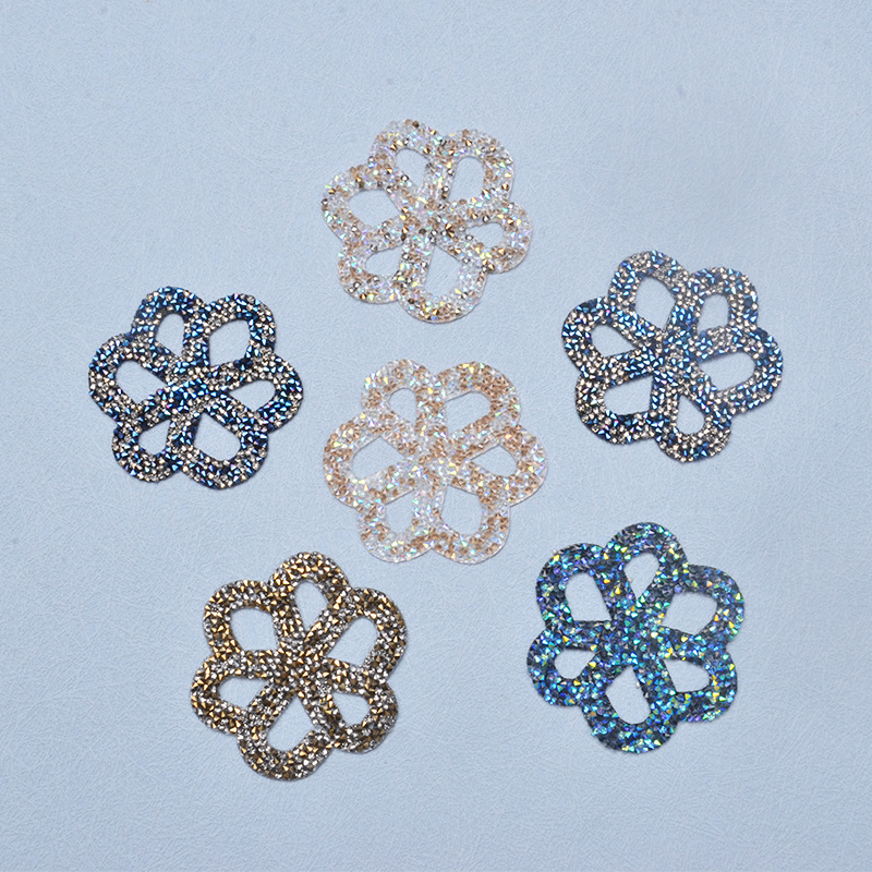 花朵烫钻贴片4#双尖钻 两头尖玻璃烫钻 热熔背胶水钻个性辅料批发