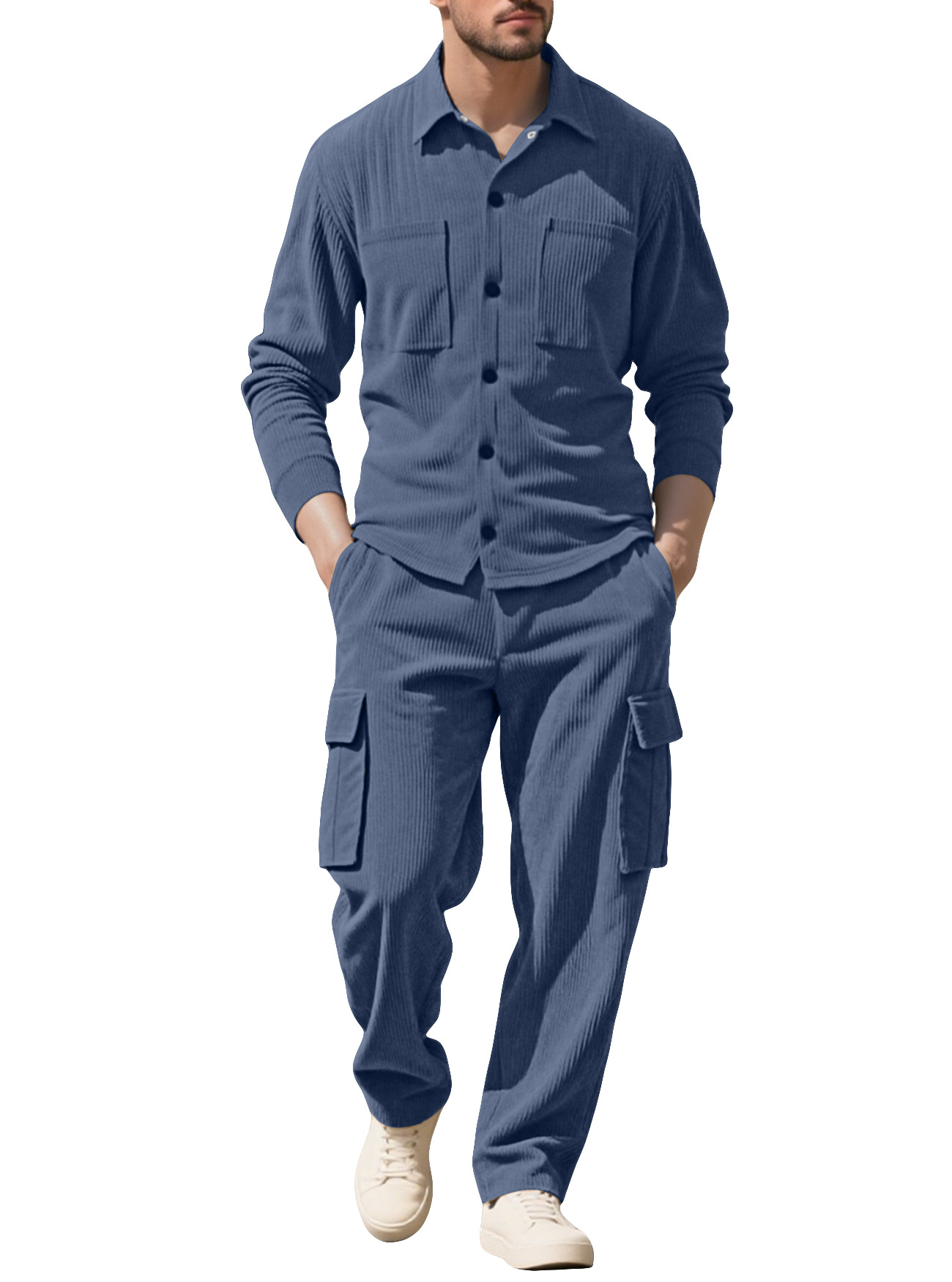 Transfronterizo Amazon nueva camisa de mangas largas para viajeros de Detroit, pantalones largos con mecha de lámpara, chaquetas casuales para hombres
