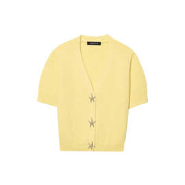 跨境欧美风速卖通爆款女装外贸ZR花朵刺星星形纽扣饰针织外套