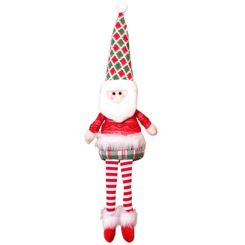 新しいクリスマスロングレッグ人形装飾クリスマス赤と緑のチェック柄老人雪だるまぬいぐるみデスクトップ装飾品|undefined