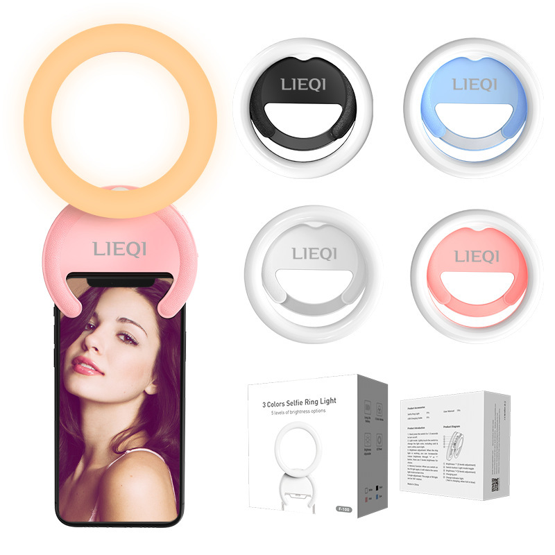 Mobile Phone Ring Light 500Mah for Selfies, Live Streaming, Photography, and Video Recording with Three Color Temperatures, Rechargeable