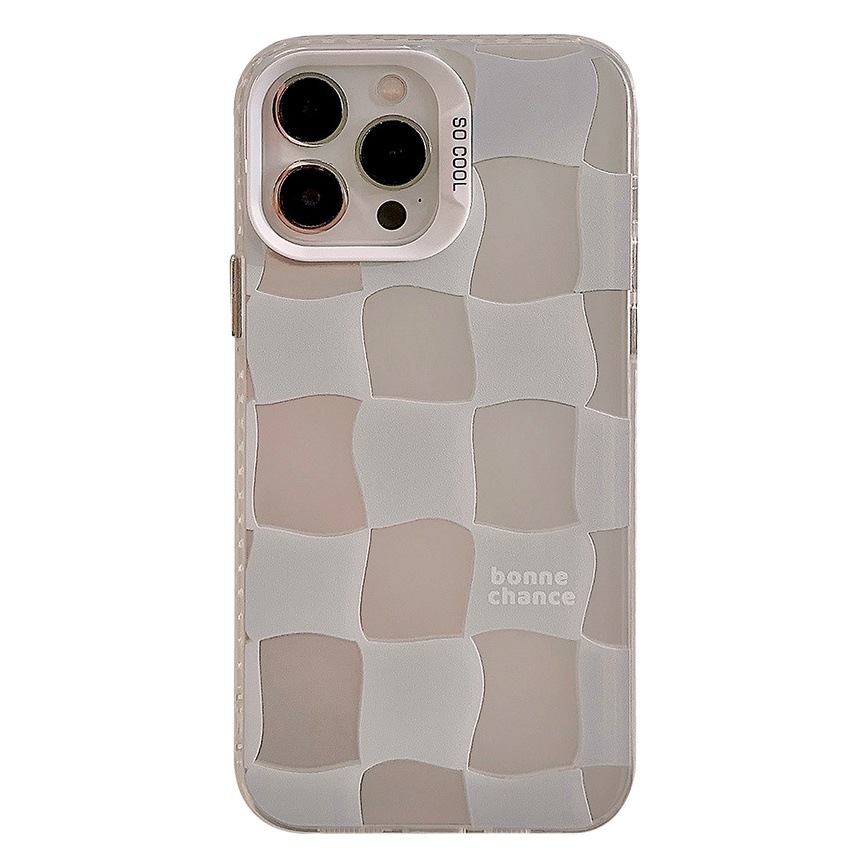 Funda para iPhone 15 estilo Instagram, color azul lechoso a cuadros, adecuada para 16 Pro Max, funda rígida simple para Apple 12, 13, 14, 17.