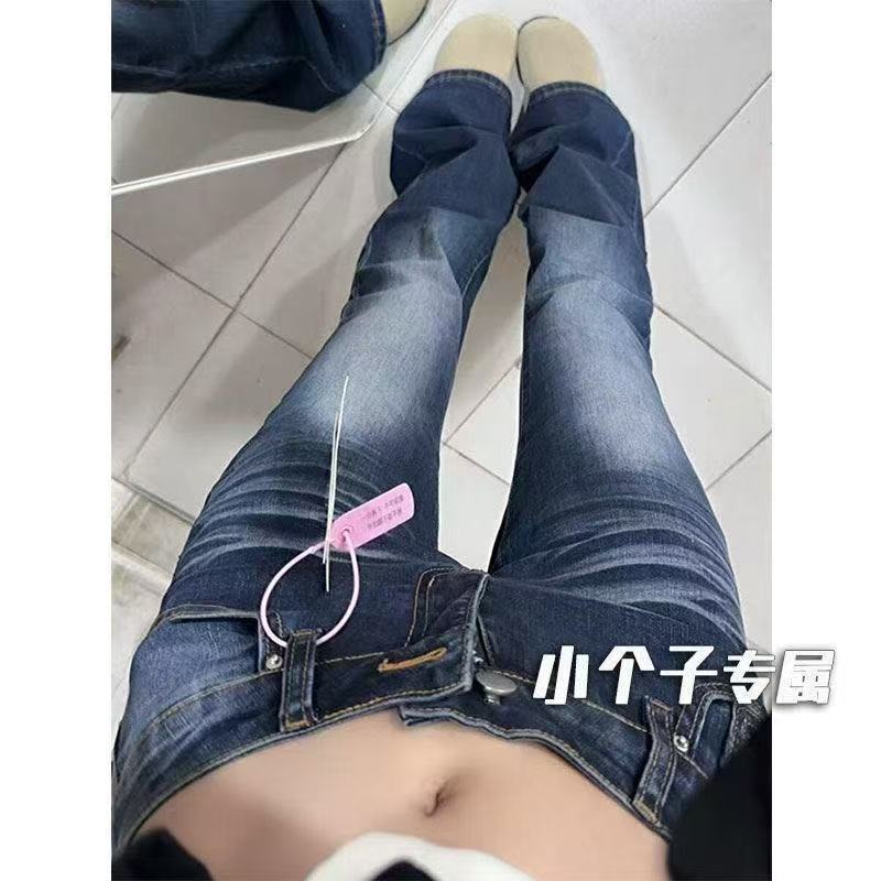 American-Style Low-Waist Bootcut Jeans for Women in Autum and Winter 2025 New Slimming Look and Longed Horseshoe Bell-Bottom Pants