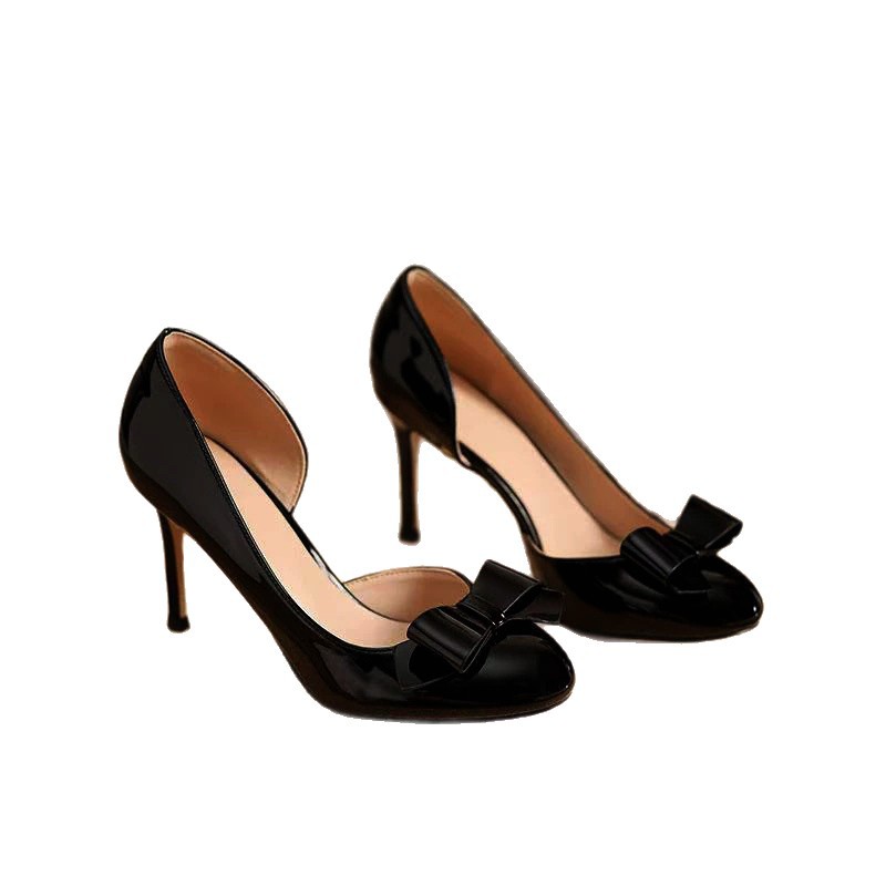 Nude High-heeled Shoes For Women With Thin Heels, 2025 Autumn New Model, Bow-tie Round Toe, Elegant And Sophisticated_vogvips.com