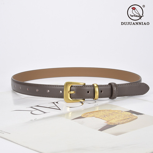 Belt for women, genuine leather, fashionable, simple, versatile, decorative, black trousers, thin belt, women's suit, Korean style jeans belt