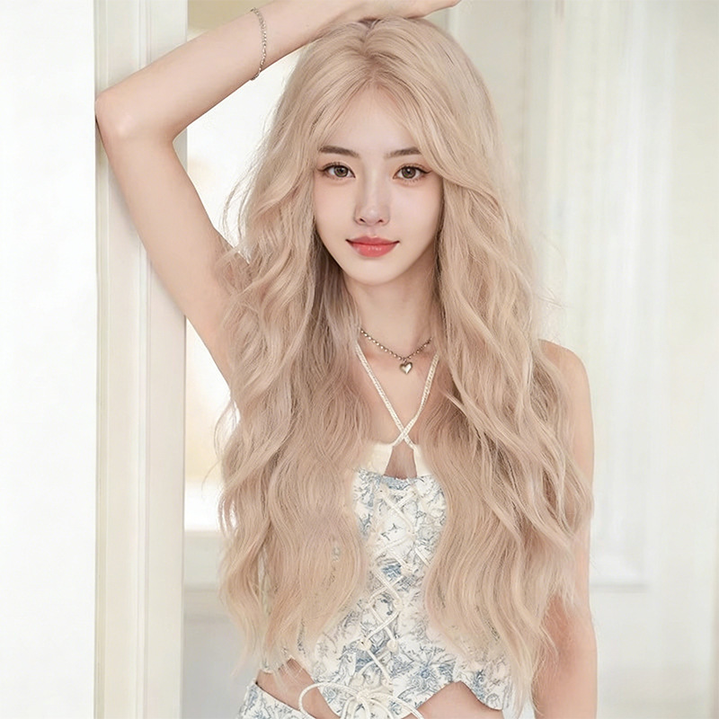 Girl Group Idol Platinum Blonde Wig, Long Wavy Hair with Middle Parting, Natural and Realistic, Enhances Complexion, Full Head Wig Girl Group Idol Platinum Blonde Wig, Long Wavy Hair with Middle Parting, Natural and Realistic, Enhances Complexion, Full Head Wig