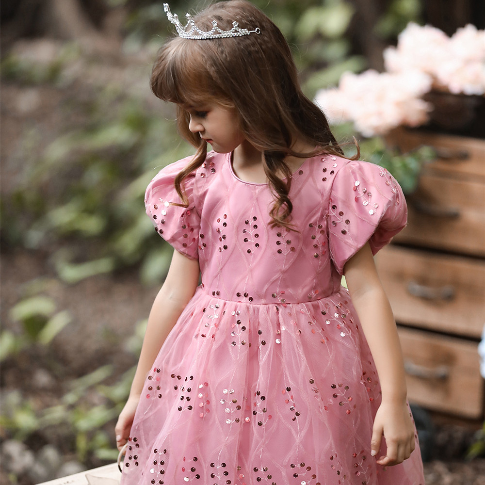 兒童禮服公主裙泡泡袖六一花童小女孩演出蓬蓬紗裙圣誕萬圣節(jié)服裝