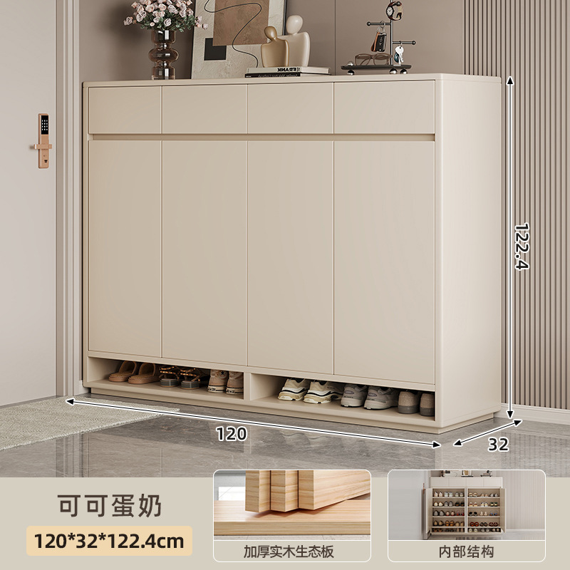 Gabinete de almacenamiento de zapatos integrado contra la pared puerta doméstica 2025 nueva puerta de entrada de alta capacidad multicapa puerta de entrada de madera maciza