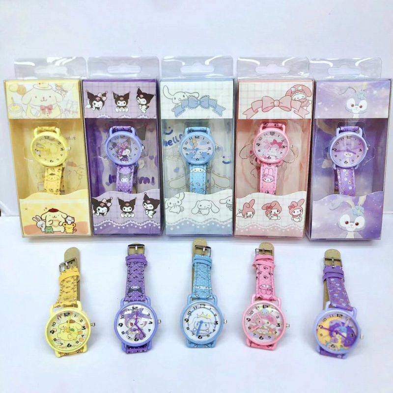 Popular among Students! Sanrio Kuromi Hello Kitty Girly Heart Cartoon Quartz Watch (Gift)