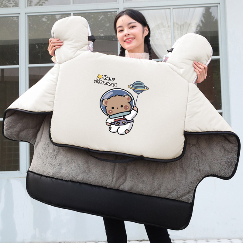 太空熊米色【侧翼加宽加绒+口袋】