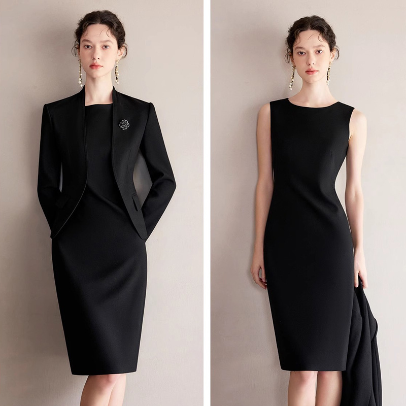 Ad Date Little Black Dress 2026 New Women's Suit Set Light Luxury High-End Feminine Suit Dress Two-Piece Set