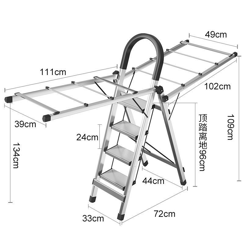 escalera doméstica percha de secado plegable multifuncional interior escalera de secado de doble propósito espesar escalera de acero inoxidable retráctil en forma de herringe