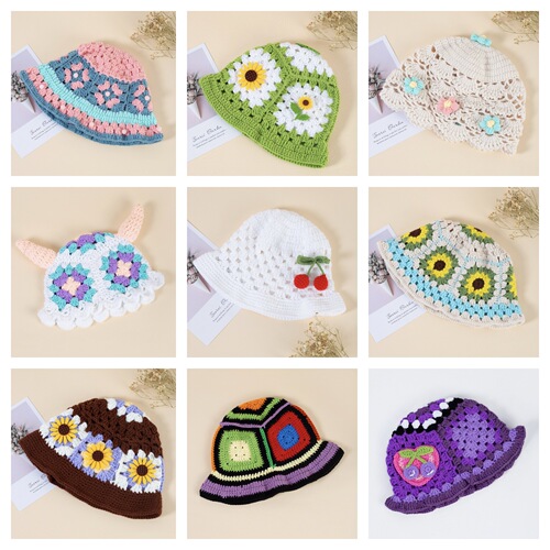 Japanese-style retro hole flower handmade knitted winter hat for women, sweet and versatile, haircap to make the face look smaller, trendy