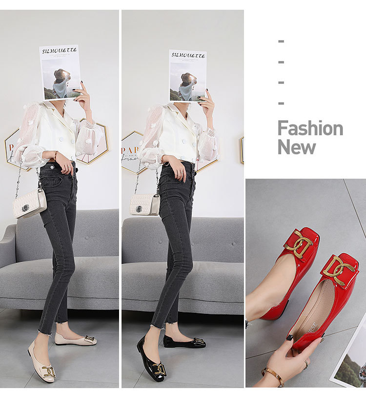 Women's Flat Shoes For Women Square Toe Low Heel Casual Work Shoes_voghion.com