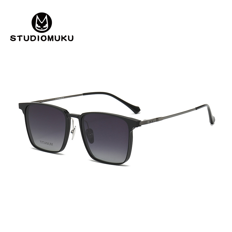STUDIOMUKU gafas de madera cool aluminio de titanio puro marco de gafas de conducción de doble propósito marco de gafas de negocios