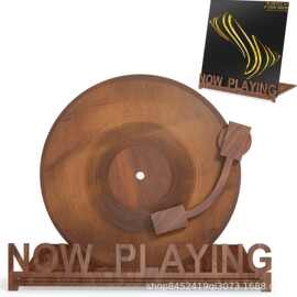 木制乙烯基唱片架桌面唱片收藏架摆件黑胶唱片底座支架CD展示架