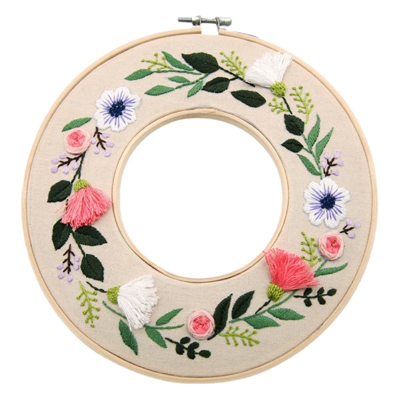 Bordado hecho a mano material de bricolaje paquete principiante Lu bordado estilo europeo tela de guirnalda bordado tridimensional hecho a mano creativo colgante pintura
