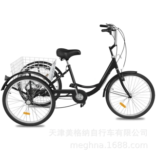 源头工厂批发24寸人力三轮车脚踏三轮车7速人力三轮车跨境批发