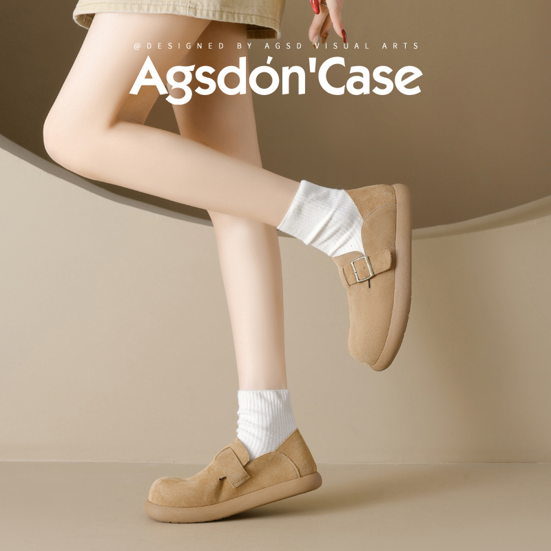 Zapatos de Dengbocken de Augu Lion para mujeres 2025 otoño y invierno nuevo todo incluido un zapato suave zapatos retrógrados zapatos de tostada plana