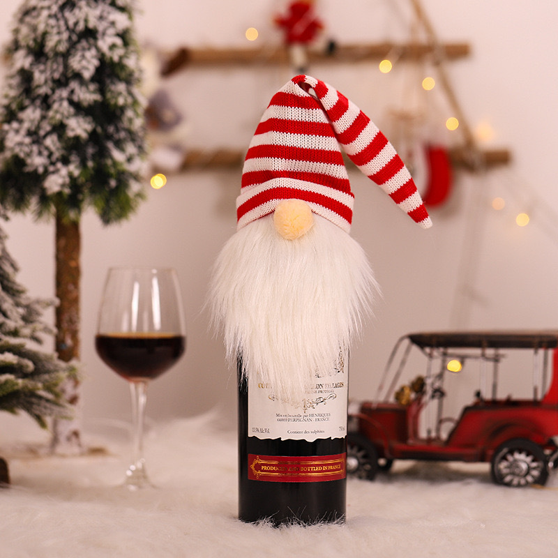 越境新型クリスマス装飾用品ニット帽森老人酒カバー無顔人形酒蓋酒瓶装飾|undefined