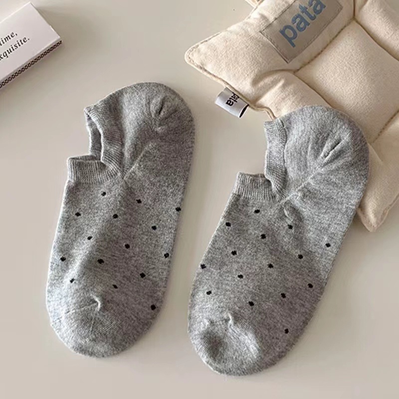 韓国東大門水玉ソックス浅口ボートソックス日本製無地水玉落ちない夏用薄手インビジブルソックス