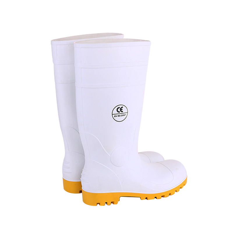 Factory supply white construction matte mid-calf rain boots with rubber soles, steel toe rain boots, and PVC rain boots