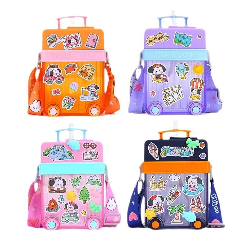 Botella de agua de paja con correa portátil, diseño de dibujos animados, bonita, de alta calidad, para comercio electrónico transfronterizo, venta al por mayor del fabricante Yafeiqi