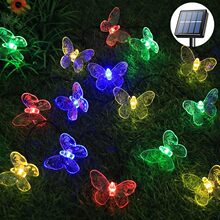 太阳能灯串蝴蝶彩灯庭院花园露台装饰户外彩灯串灯昆虫造型led灯