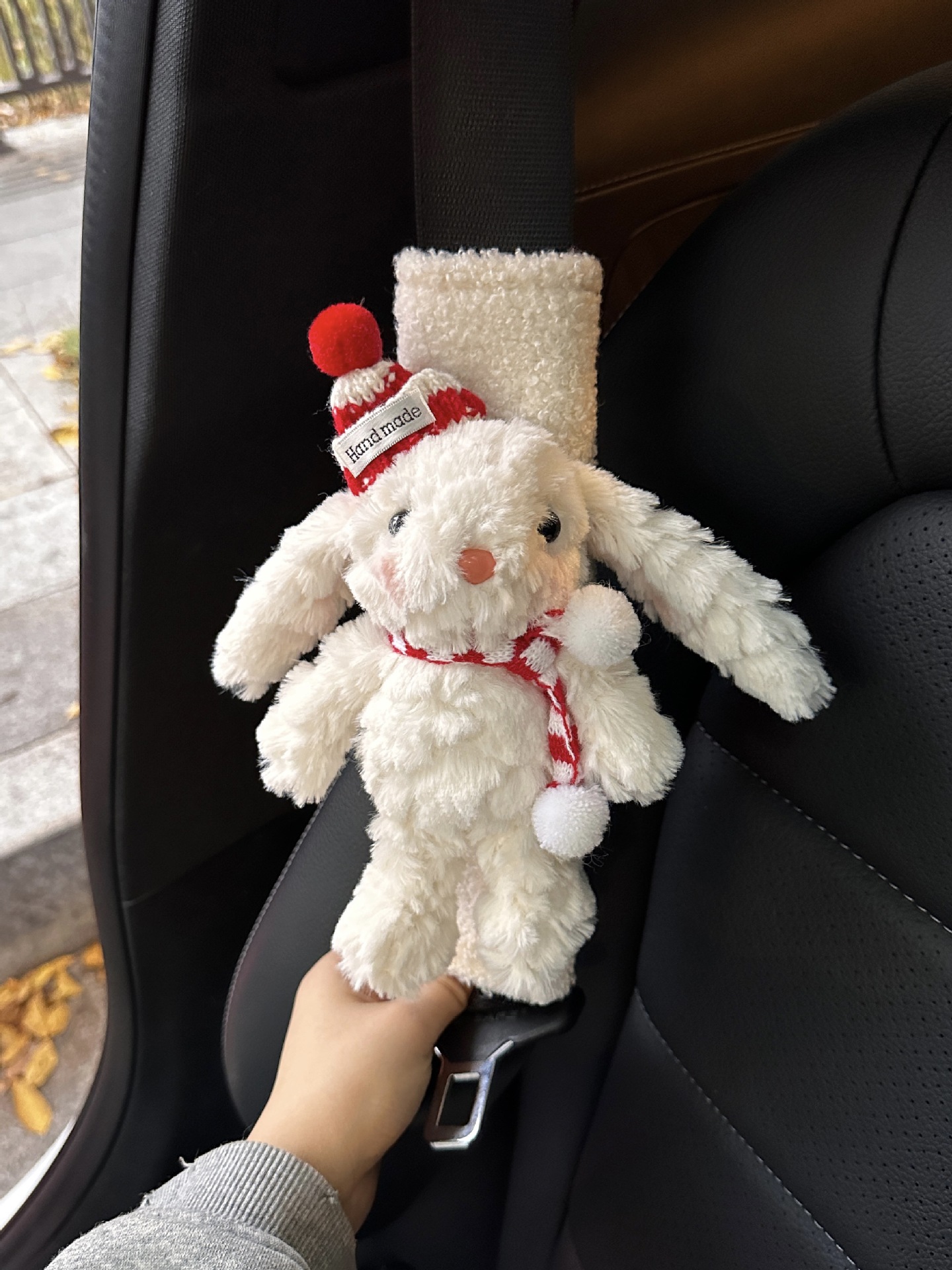 Rabbit car seat belt shoulder pad anti-collar protective cover car ornaments cute plush girl car interior