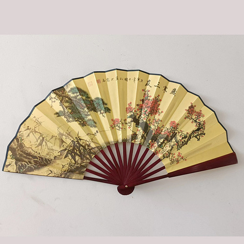 10-inch folding fan silk cloth printing ancient style landscape Chinese style men's fan literary and artistic rotating fan ancient rhyme fan