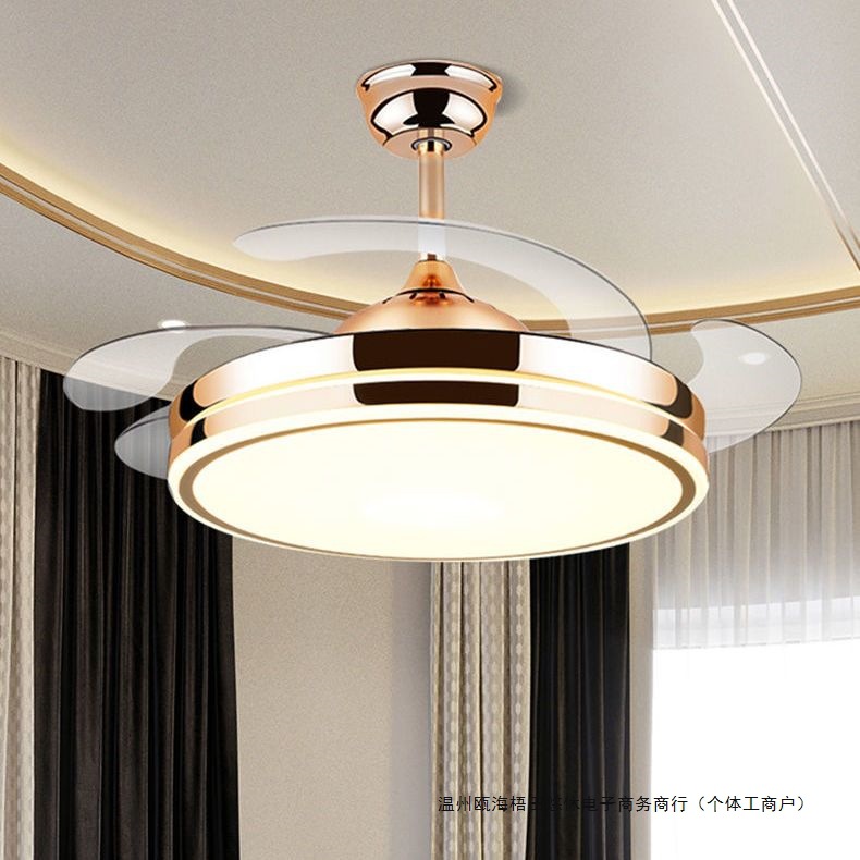 Invisible Electric Fan Lamp Led Chandelier Living Room Dining Room Bedroom High Wind Variable Frequency Silent Bluetooth Home Ceiling Fan Lamp