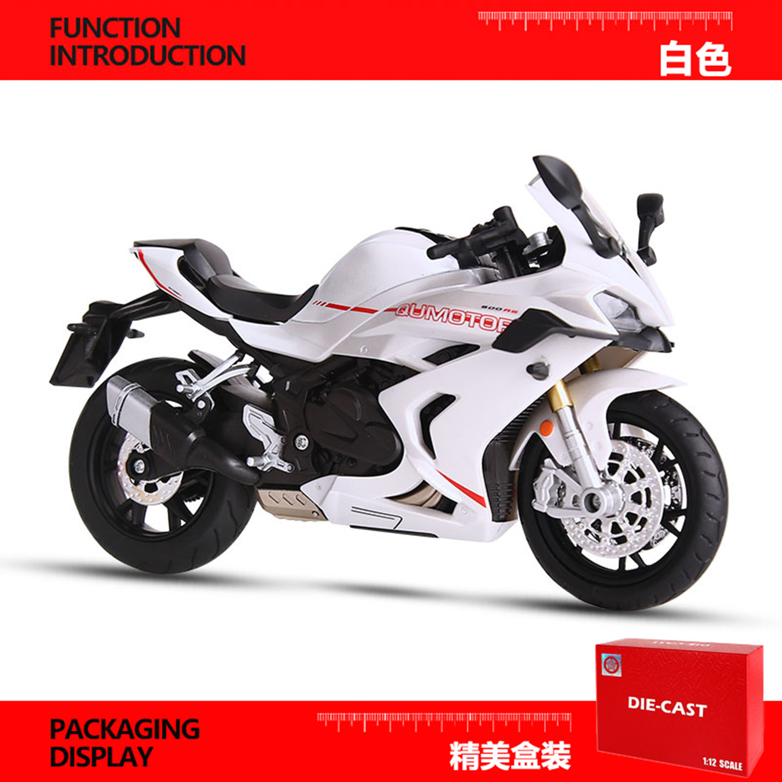 Modelo de motocicleta Chuanqi 1:12, modelo de motocicleta Ducati de aleación, juguete infantil de funcionamiento suave con sonido