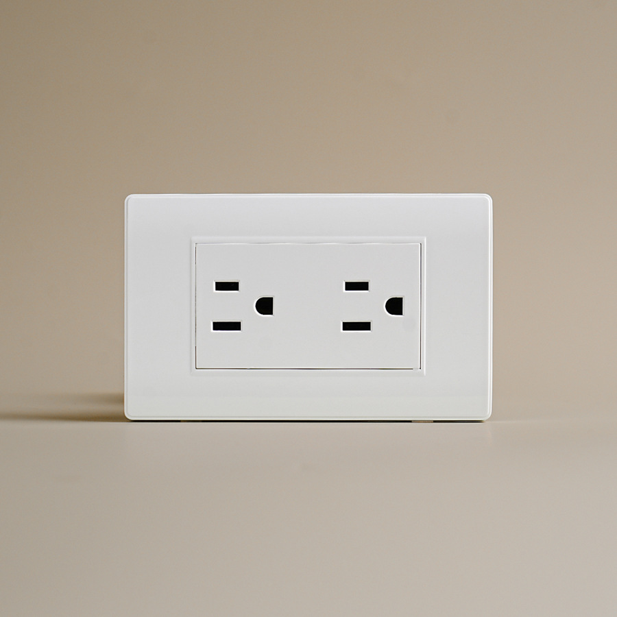 跨境南美118B美标墙壁插座PC面板美式扁6孔暗装插座15A 110V 250V