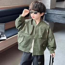 男童秋季立体口袋棒球服2026新款儿童立领拉链夹克男孩韩版外套