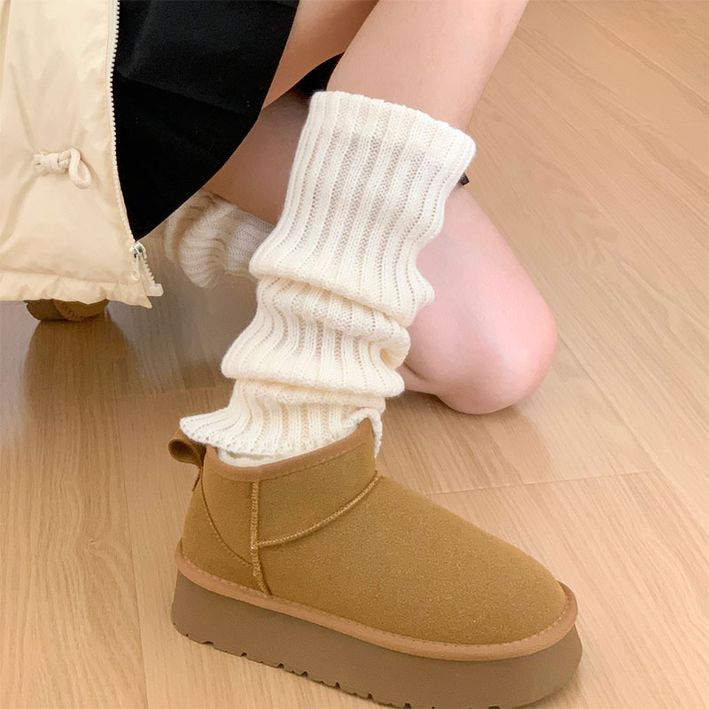 灰色堆堆襪子女秋冬款加厚保暖自發熱小腿襪jk日系腿套網紅襪套冬