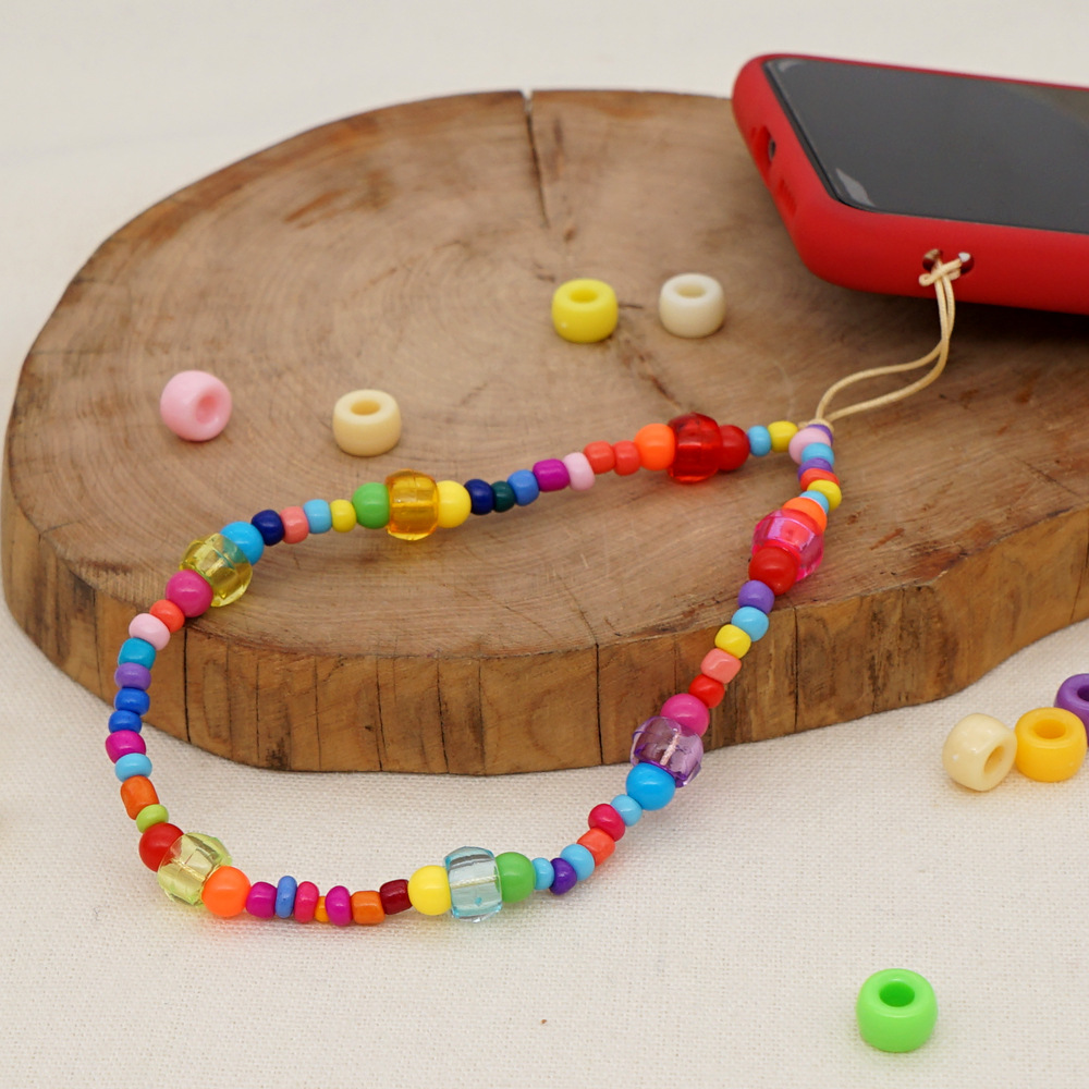 Glass Beads Colorful Beaded Mobile Phone Chain Europe And America Cross Mobile Phone Rope display picture 3