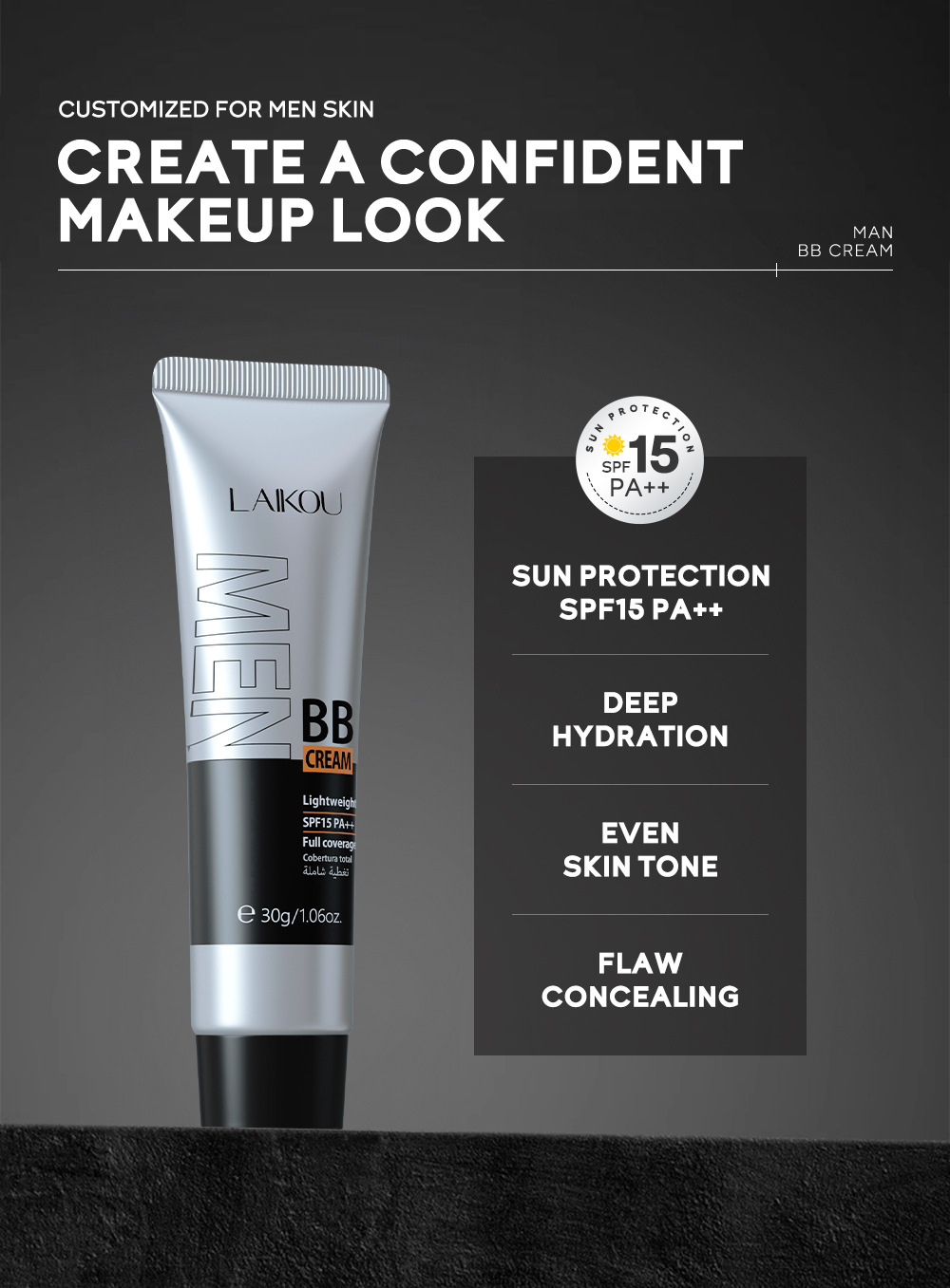 temu Edition Laicome Men's bb Cream 30g (Tube) in multiple colors to choose from, a cosmetic manufacturer for concealing and brightening skin tone undefined