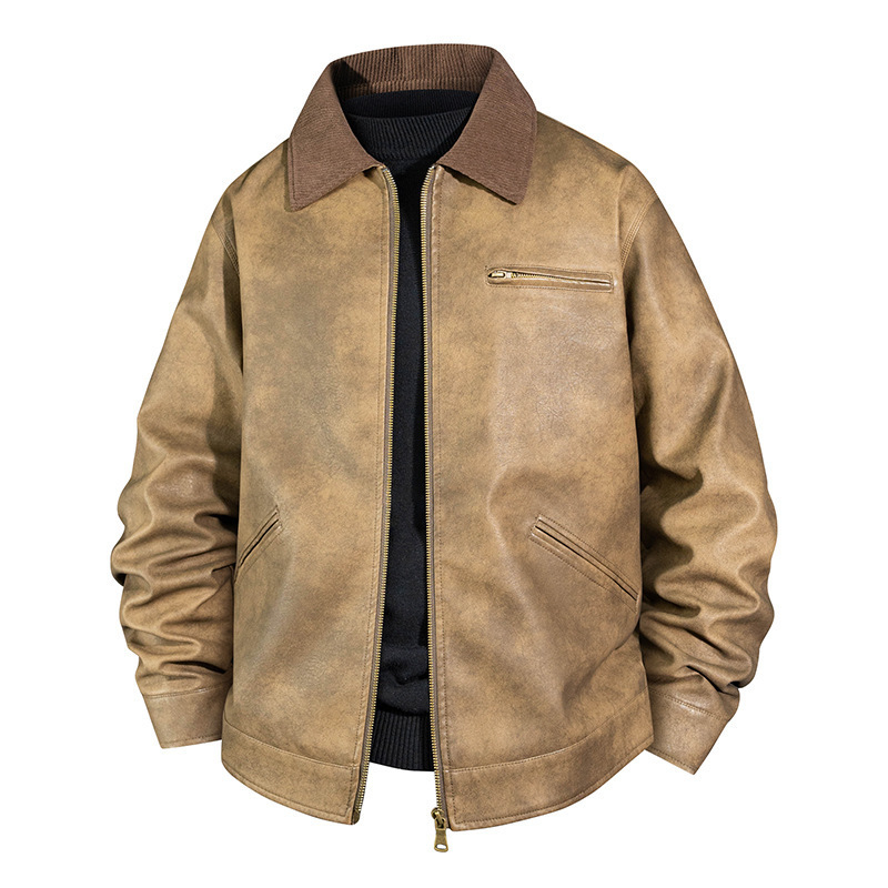 Diyu Shenlong Men's Leather Jacket, New Autumn/Winter Vintage Loose Fit Motorcycle Jacket, Versatile for Commuting and Outdoor, Windproof Coat for Men Diyu Shenlong Men's Leather Jacket, New Autumn/Winter Vintage Loose Fit Motorcycle Jacket, Versatile for Commuting and Outdoor, Windproof Coat for Men