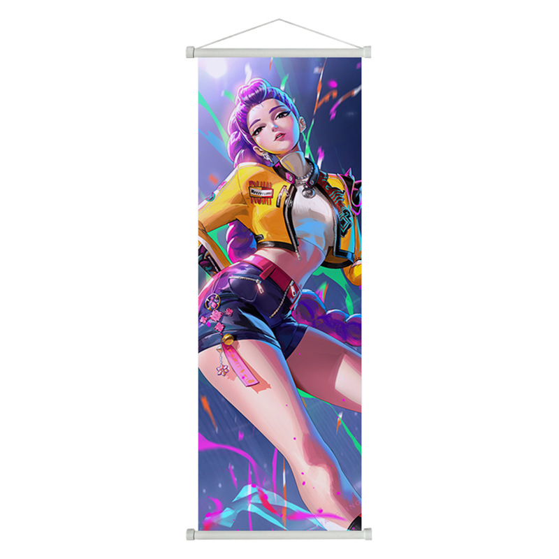 猎魔女团 K-Pop Demon Hunters挂画动漫卷轴画海报布画室内装饰画|undefined