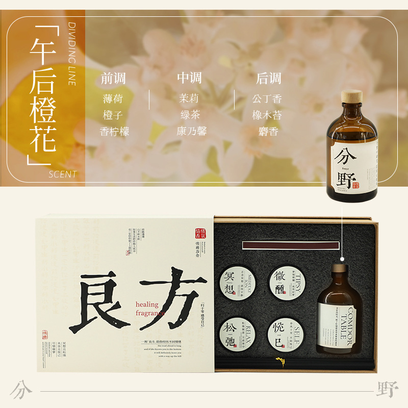 香圣良方无火香薰礼盒复古茶蜡香薰蜡烛套装高级香氛国潮室内香熏|undefined