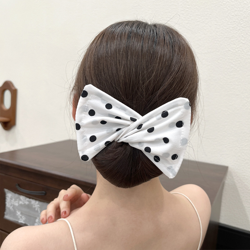 新しい波点プリントマジックツイストクリップ怠け者のヘアアイロンと丸子の髪の神器の蝶結びの髪飾り|undefined