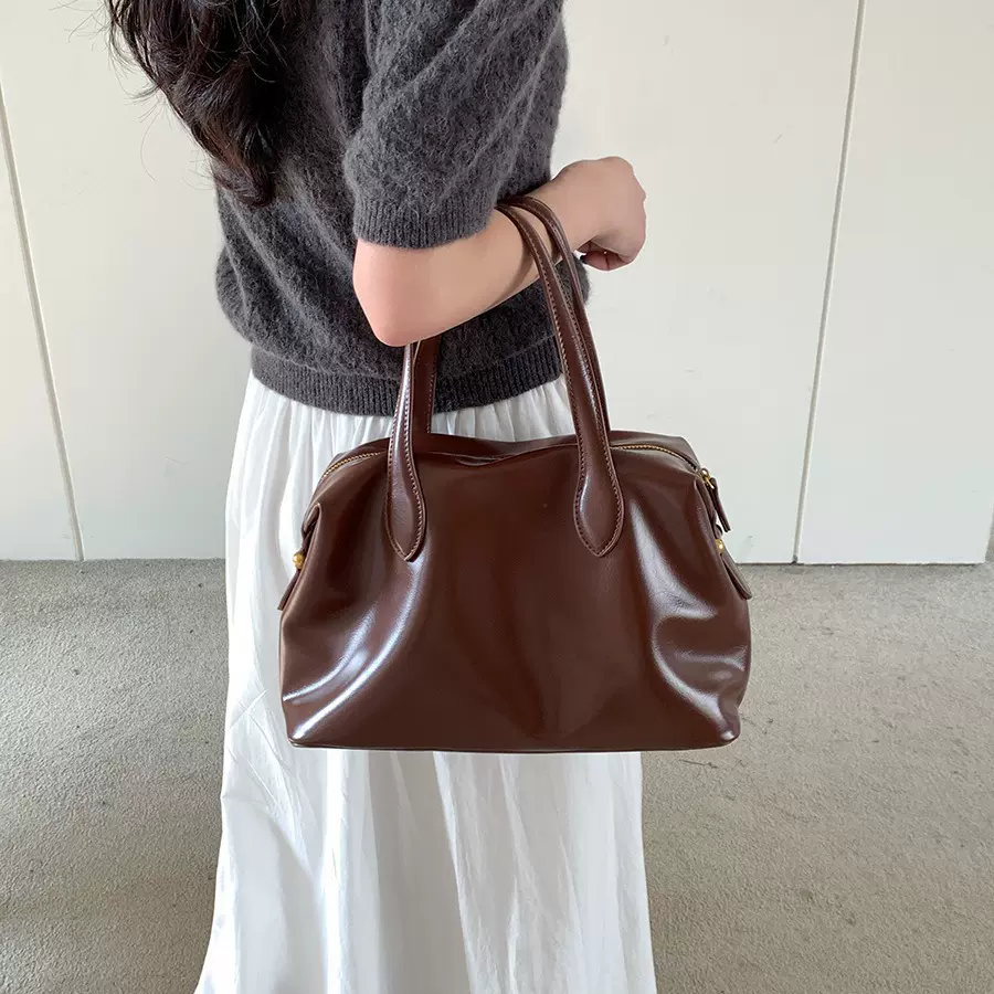 新款大容量手提包上班通勤女高级感托特包拉链简约PU软皮手拎包