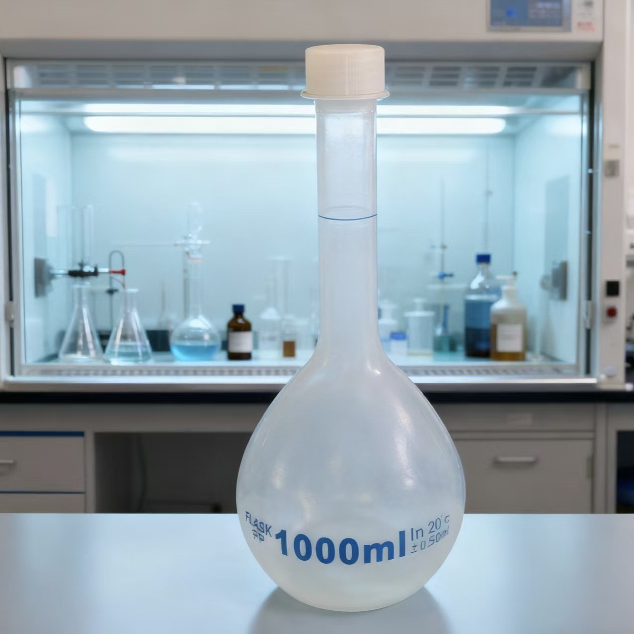 聚丙烯容量瓶透明螺旋盖塑料带刻度10-1000ml实验试剂PP定量瓶