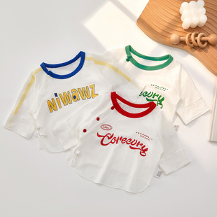 Newborn Baby Clothes Summer Thin Boneless Class a Modal Long-Sleeved Half-Back Clothes Monk Clothes Newborn Top Underwear