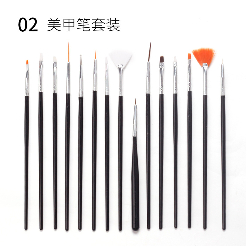 Cruz-frontera manicura 15 piezas conjunto pluma de fototerapia pluma de cristal pluma de silicona taladro de la pluma dibujo línea pintura cepillo colección