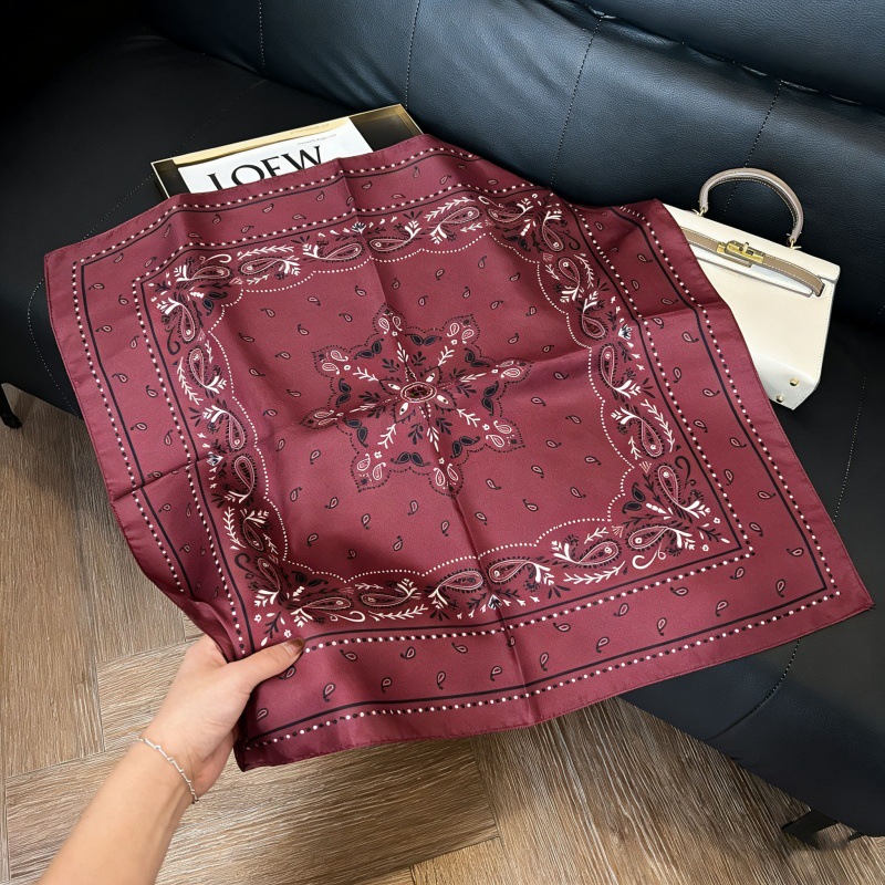 Colección 70*70 nuevo estilo bufanda de seda azul sensación de alta calidad imitación bufanda cuadrada de seda moda todo-fósforo bolsa atada bufanda de pelo