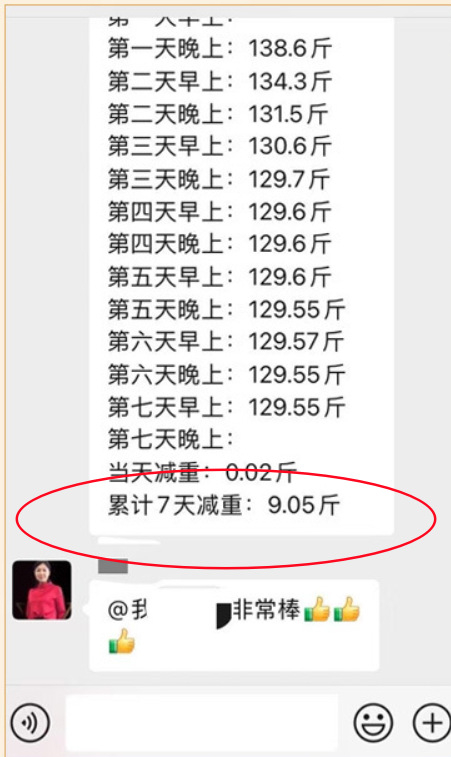 累计7天减重9.05斤